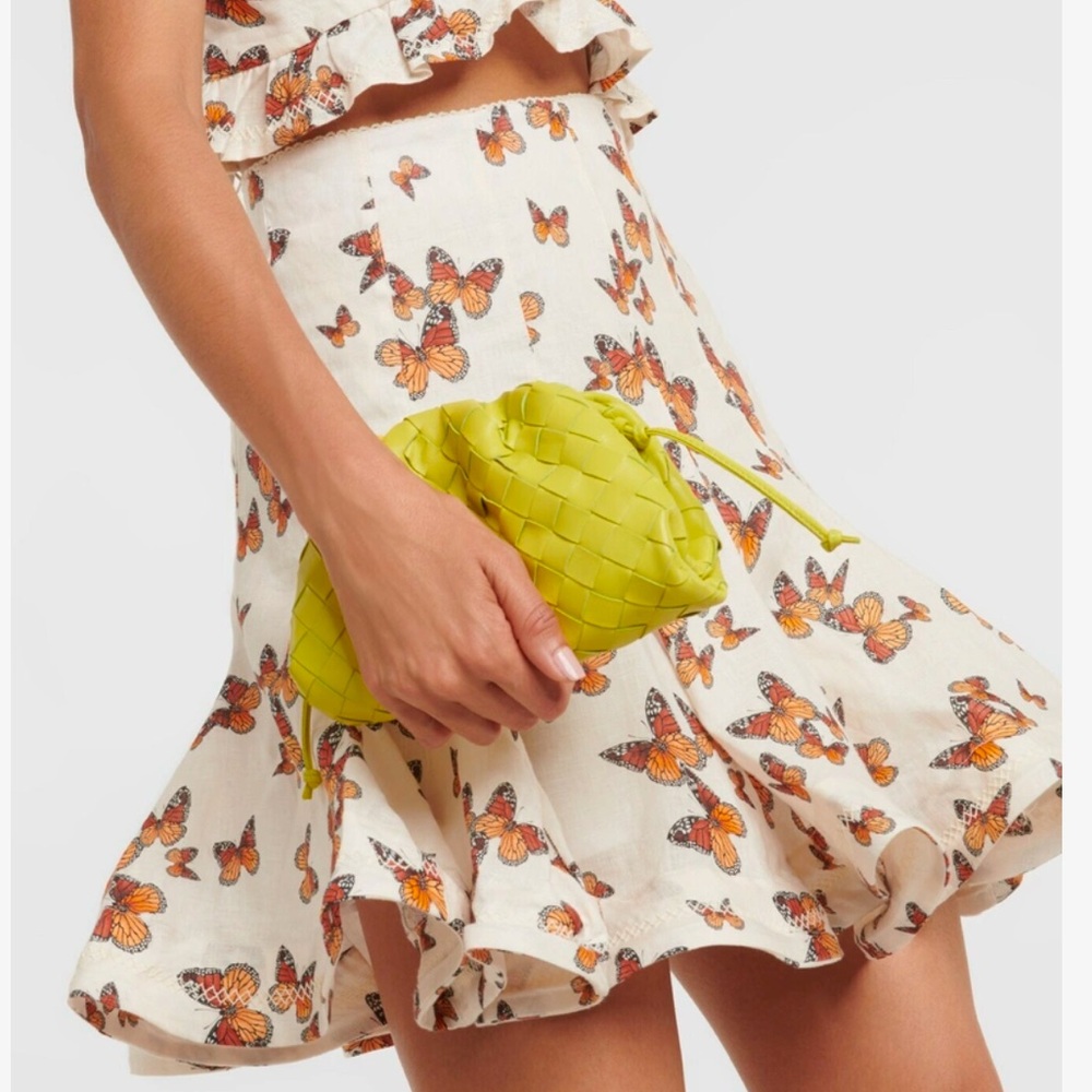 Agua by Agua Bendita Cerezo Monarca butterfly crema linen skirt L - Picture 1 of 6